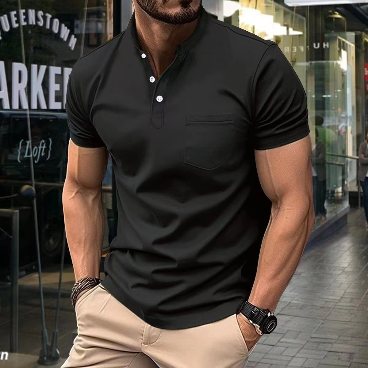 Atmungsaktives Herren Poloshirt – Halbkragen, 100% Baumwolle, für Freizeitaktivitäten 0