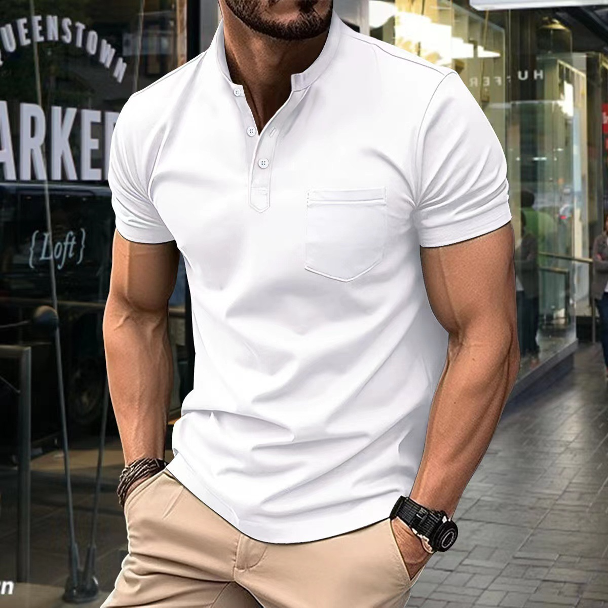 Atmungsaktives Herren Poloshirt – Halbkragen, 100% Baumwolle, für Freizeitaktivitäten 5