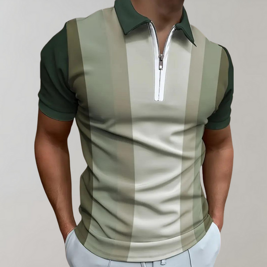 Atmungsaktives Herren Poloshirt – gestreift, Baumwollmischung, für Büro und Freizeit 0