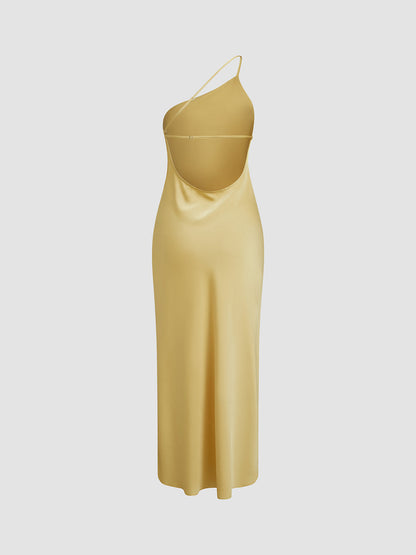 Elegantes Rückenfreies Satin Maxikleid Damen Mit Offenen Schultern, Lange Kleider Für Festliche Anlässe