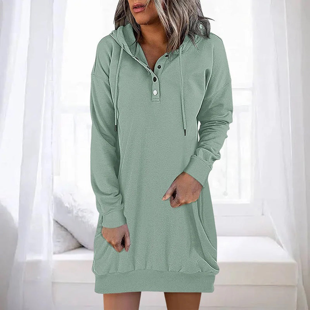 Bequeme Damen Hoodie-Kleid – lässiger Schnitt, Polyester, für Freizeit und Alltag 3