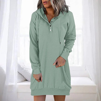 Bequeme Damen Hoodie-Kleid – lässiger Schnitt, Polyester, für Freizeit und Alltag 3