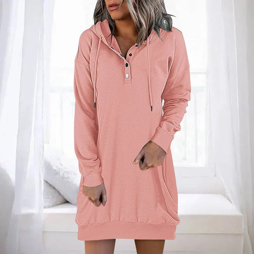 Bequeme Damen Hoodie-Kleid – lässiger Schnitt, Polyester, für Freizeit und Alltag 4