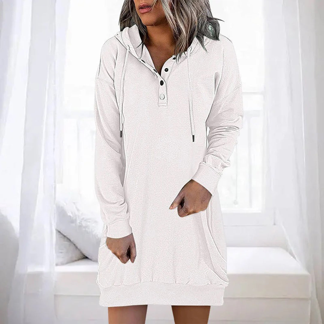 Bequeme Damen Hoodie-Kleid – lässiger Schnitt, Polyester, für Freizeit und Alltag 5