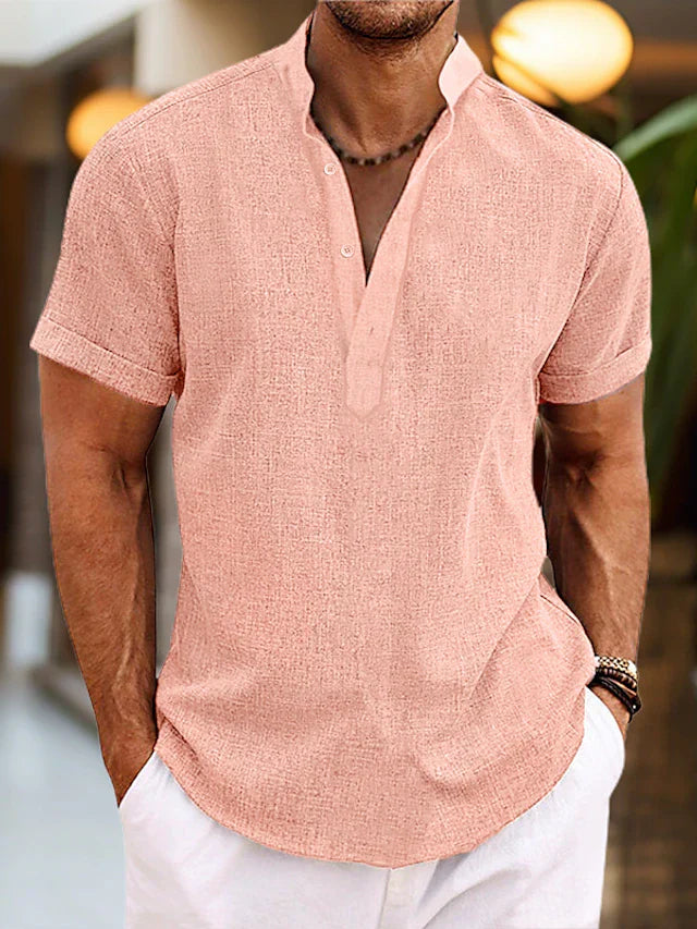 Bequemes Herren Poloshirt – eleganter V-Ausschnitt, Baumwolle, für Büro und Freizeit 0