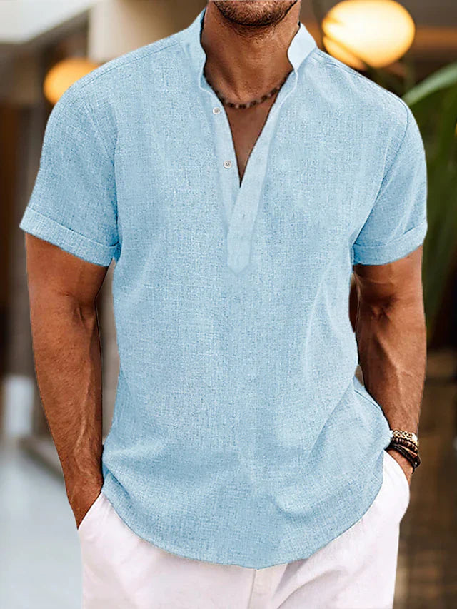 Bequemes Herren Poloshirt – eleganter V-Ausschnitt, Baumwolle, für Büro und Freizeit 1