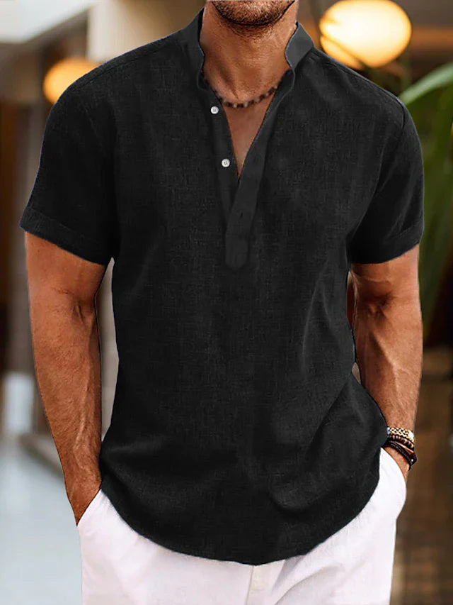 Bequemes Herren Poloshirt – eleganter V-Ausschnitt, Baumwolle, für Büro und Freizeit 3