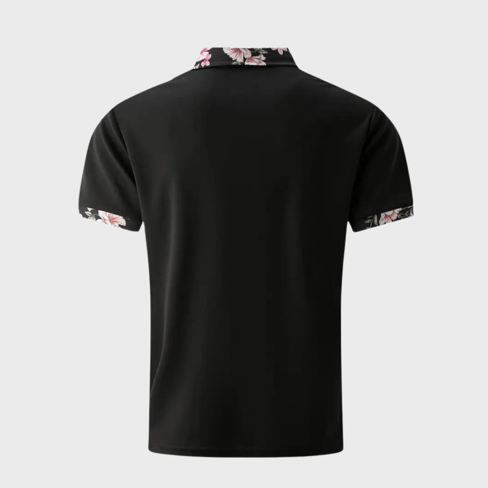 Bequemes Herren Poloshirt – florales Design, Polyester, für Freizeit und Alltag 2