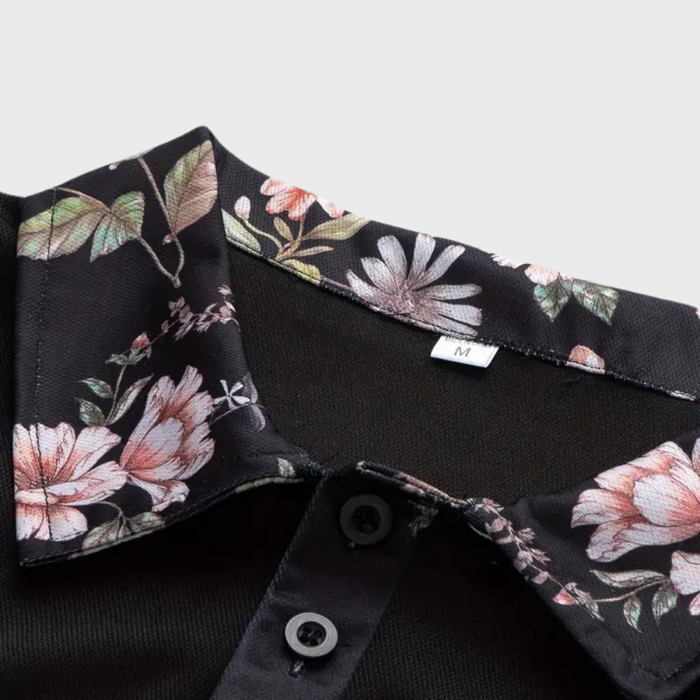 Bequemes Herren Poloshirt – florales Design, Polyester, für Freizeit und Alltag 7