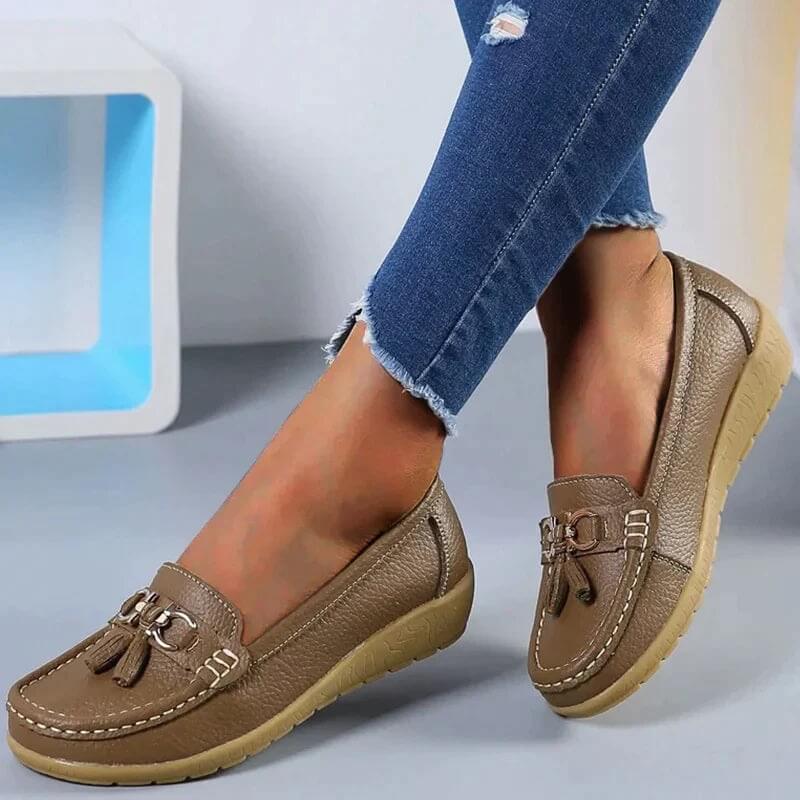 Bequeme Damen Slipper Aus Atmungsaktivem PU-Leder Mit Orthopädischer Unterstützung-4