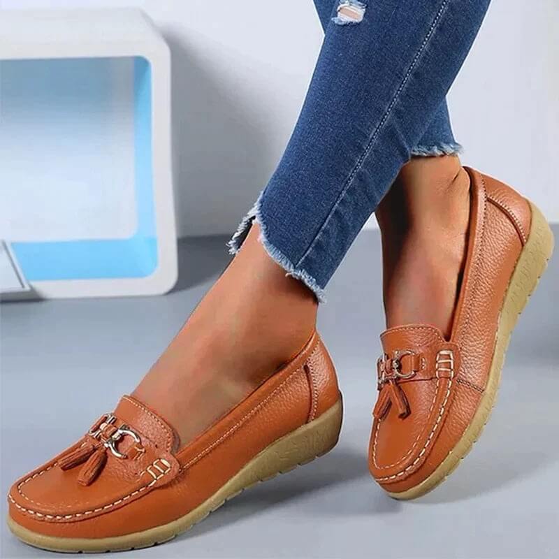 Bequeme Damen Slipper Aus Atmungsaktivem PU-Leder Mit Orthopädischer Unterstützung-5