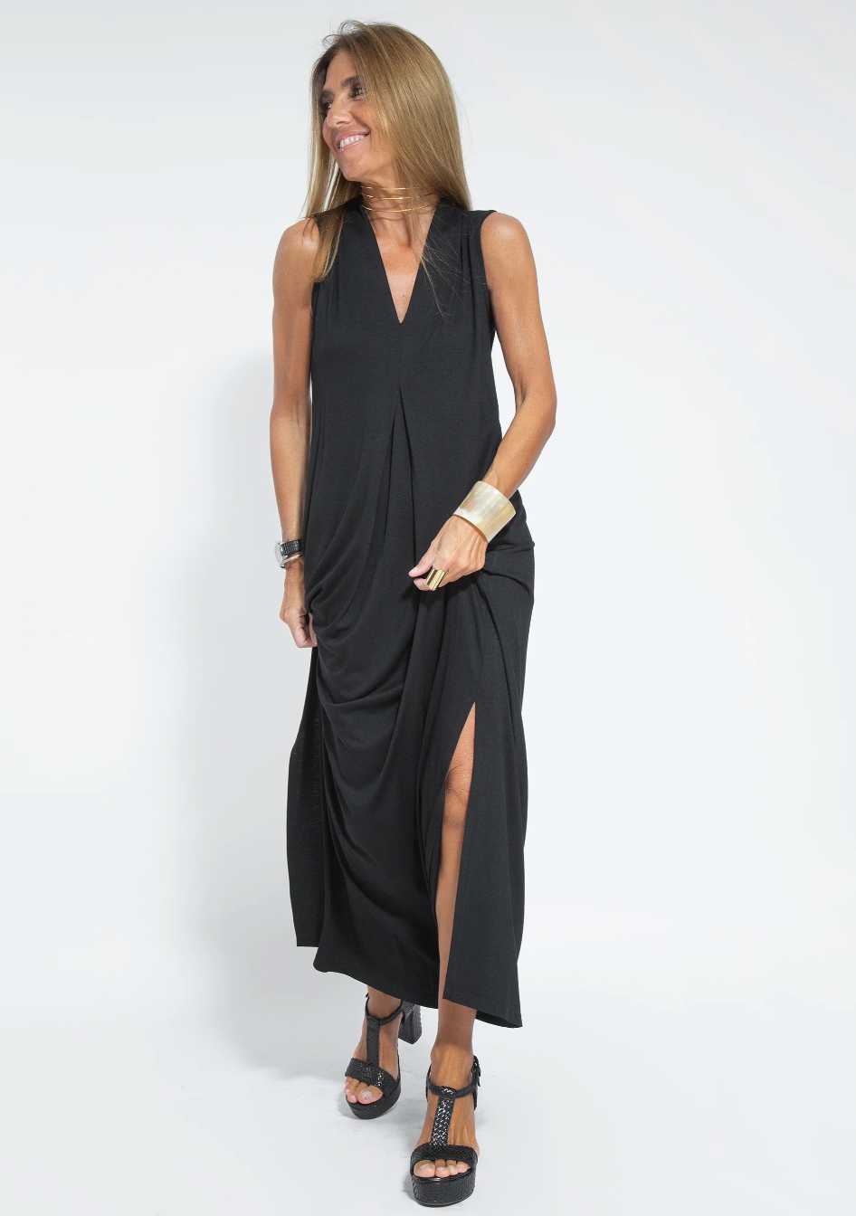 Elegantes Maxikleid für Damen mit Fließender Jacke – Lange Kleider für Formelle und Legere Anlässe, Weicher Leichter Stoff