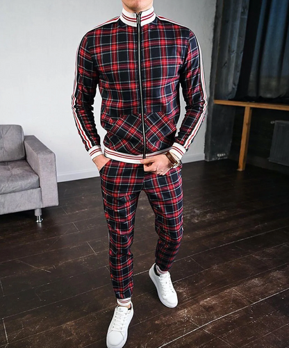 Men’s Checkered Tracksuit Set  Modern Streetwear Co-Ord