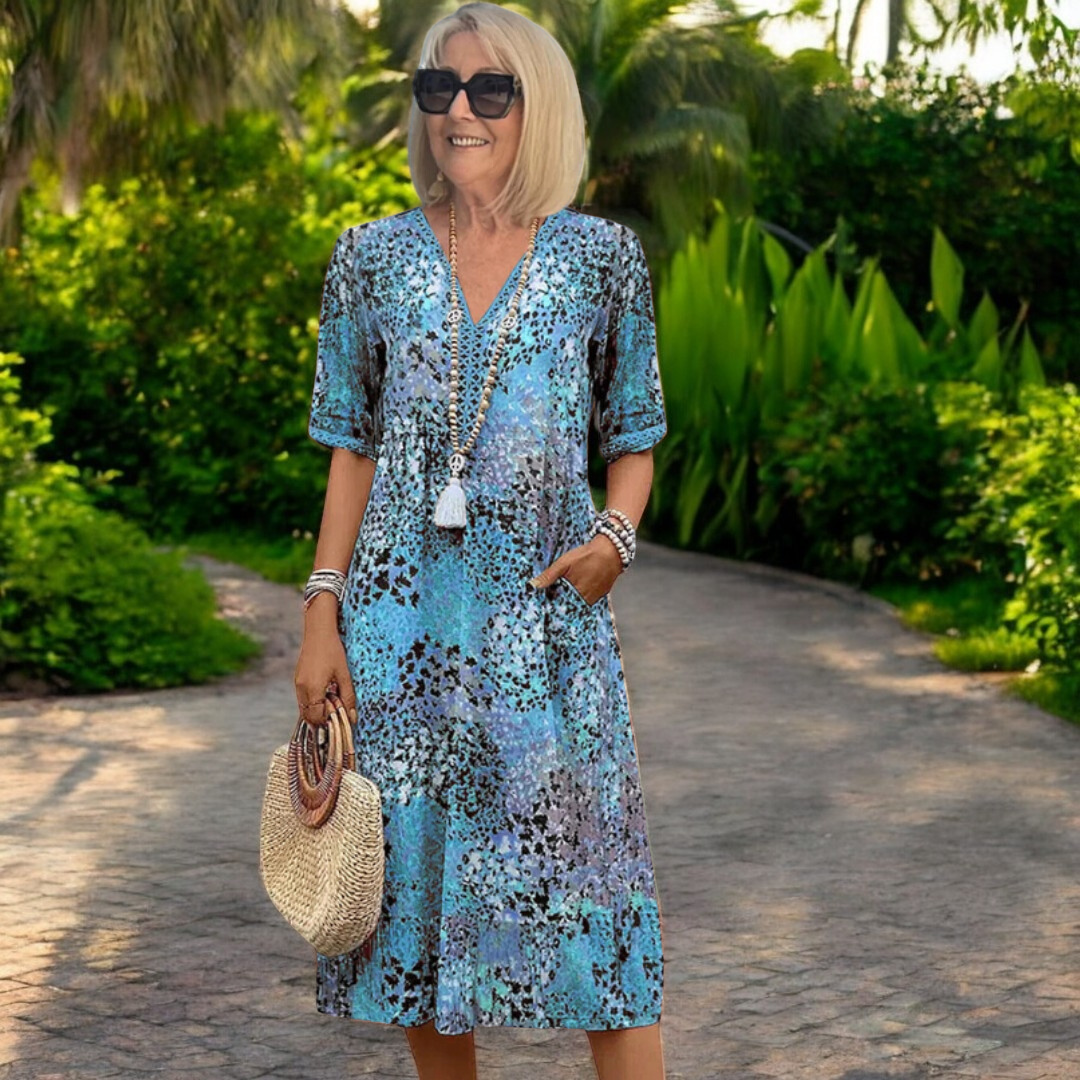 Variant image for Elegantes Plus-Size Midi-Kleid Aus Atmungsaktivem Stoff Für Frauen – Stylisches Festliches Kleid In Verschiedenen Größen Erhältlich-13