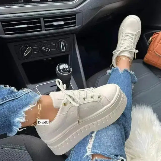 Lederplattformschuhe Damen mit Dicke Ferse und Ergonomischem Design für Jeden Anlass-1