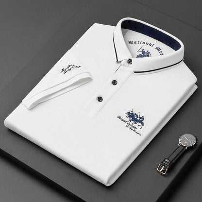 Atmungsaktives Poloshirt Langarm Herren, Weiches Polohemd, Perfekte Passform für den Sommer-1