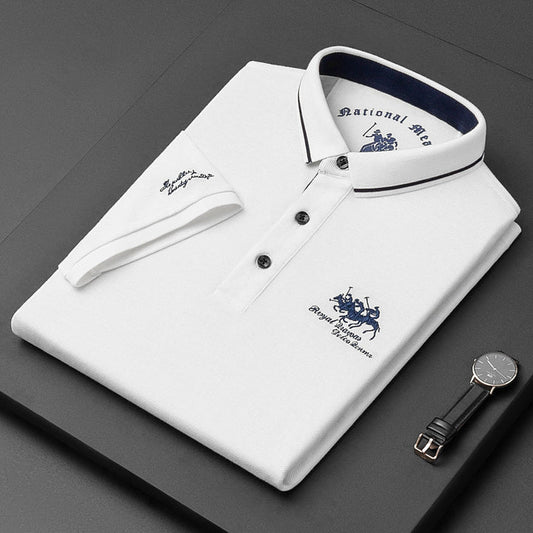 Atmungsaktives Poloshirt Langarm Herren, Weiches Polohemd, Perfekte Passform für den Sommer-1