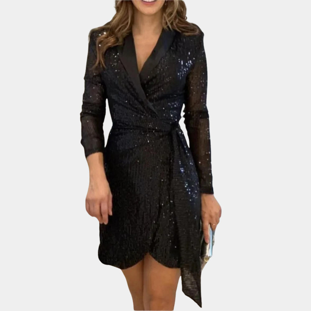 Variant image for Elegantes Blazerkleid mit Gürtel und Glitzer für Damen - Festliches Kleid für Hochzeitsgast und besondere Anlässe-19