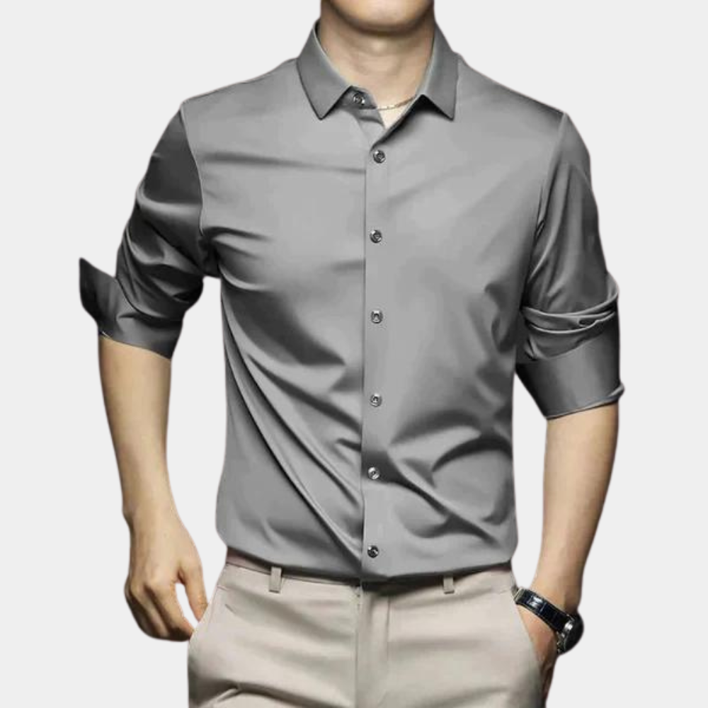 Variant image for Klassisches Herrenhemd Langarm Aus Polyester Mit Elastan, Thermoisolierend Für Herbst Und Winter-31