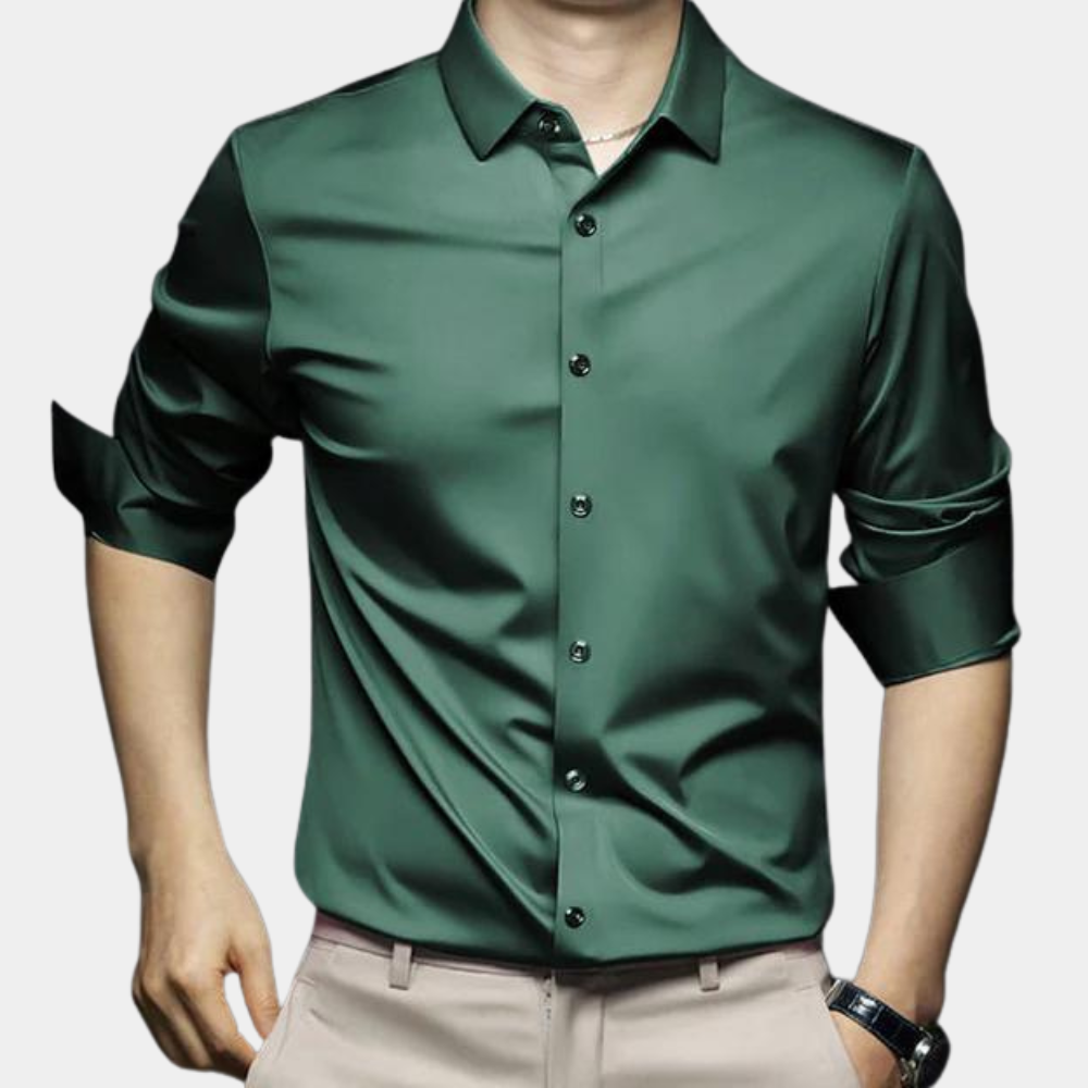 Variant image for Klassisches Herrenhemd Langarm Aus Polyester Mit Elastan, Thermoisolierend Für Herbst Und Winter-25