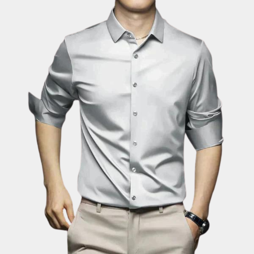 Variant image for Klassisches Herrenhemd Langarm Aus Polyester Mit Elastan, Thermoisolierend Für Herbst Und Winter-19
