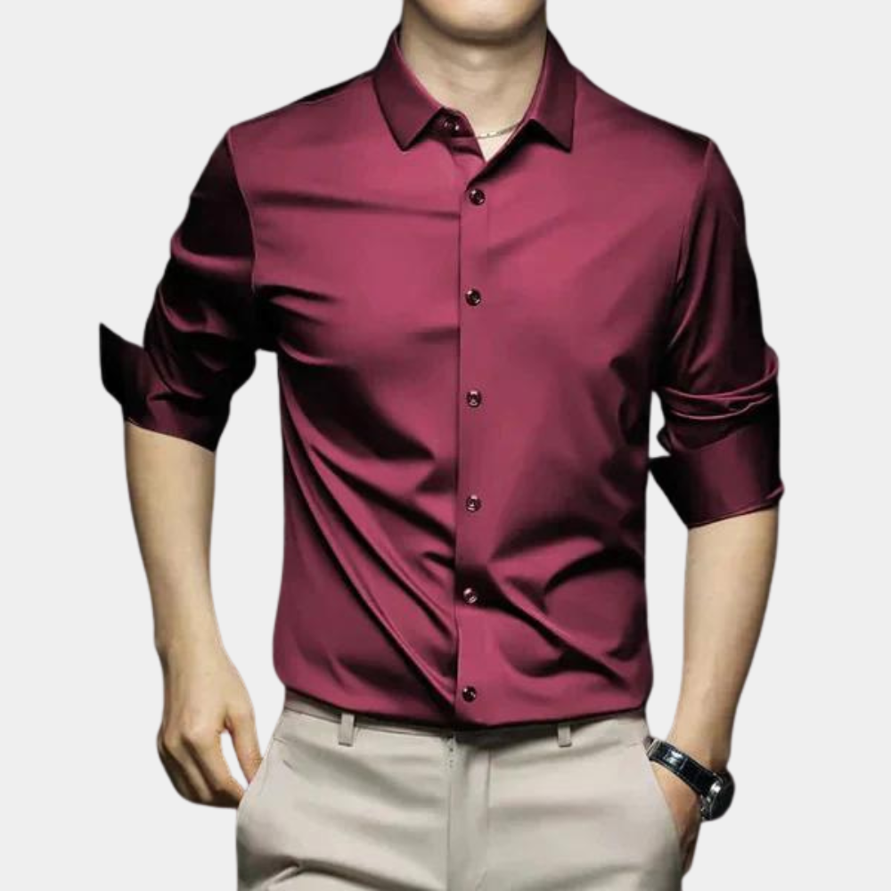 Variant image for Klassisches Herrenhemd Langarm Aus Polyester Mit Elastan, Thermoisolierend Für Herbst Und Winter-13