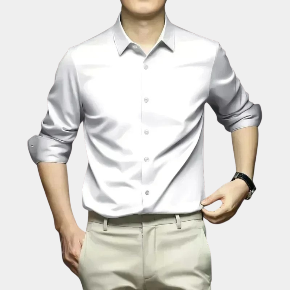 Variant image for Klassisches Herrenhemd Langarm Aus Polyester Mit Elastan, Thermoisolierend Für Herbst Und Winter-7