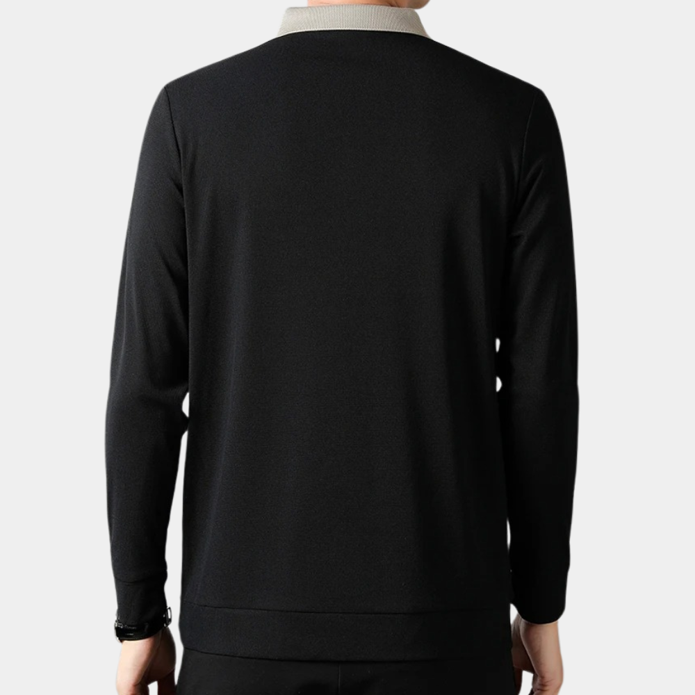 Herren Langarm Polohemd aus Polyester, Klassischer Kragen, Normale Passform, Vielseitige Farben-4