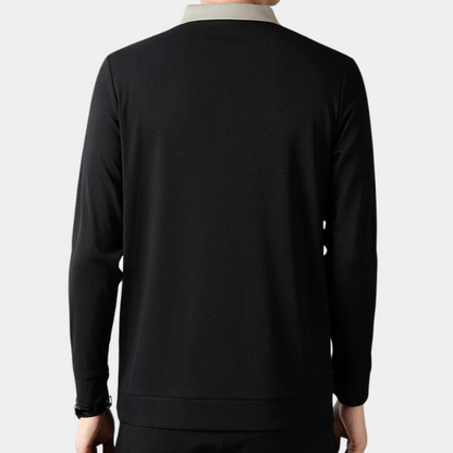 Herren Langarm Polohemd aus Polyester, Klassischer Kragen, Normale Passform, Vielseitige Farben-4