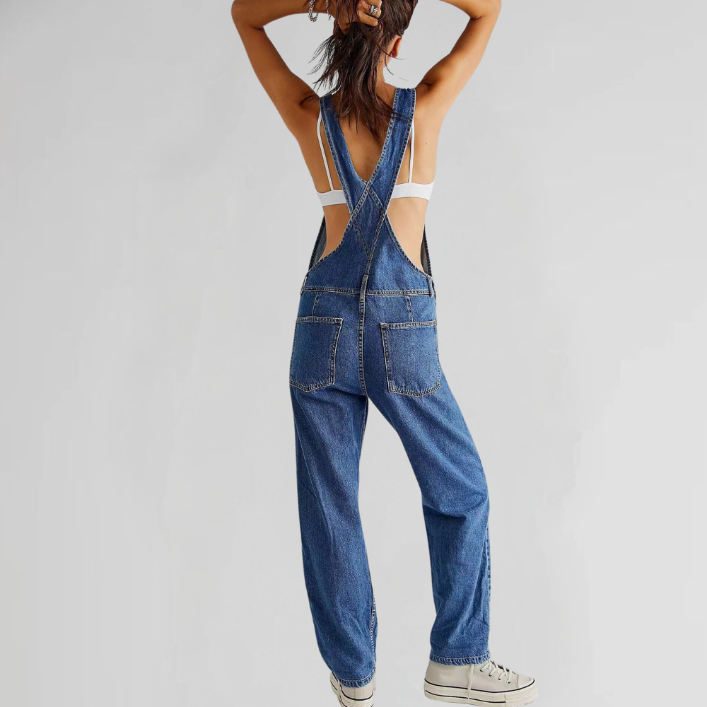Damen Overall Gekreuzt Aus Denim – Komfortabler Jumpsuit Für Stil Und Vielseitigkeit 3