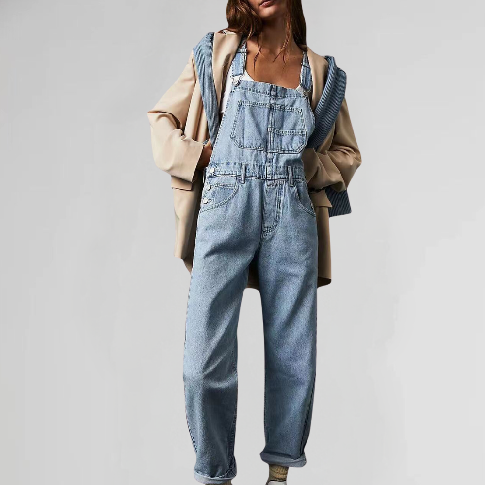 Variant image for Damen Overall Gekreuzt Aus Denim – Komfortabler Jumpsuit Für Stil Und Vielseitigkeit-11