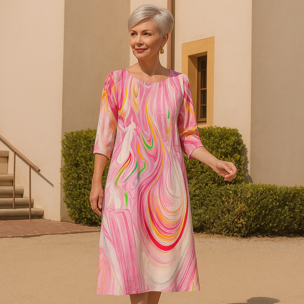 Elegantes Blumendruck Damenkleid Für Hochzeitsgäste - Bequeme Passform Für Festliche Anlässe