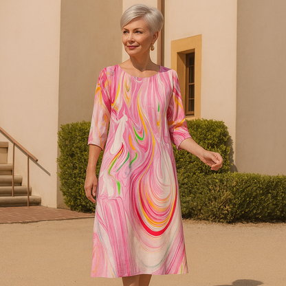 Elegantes Blumendruck Damenkleid Für Hochzeitsgäste - Bequeme Passform Für Festliche Anlässe