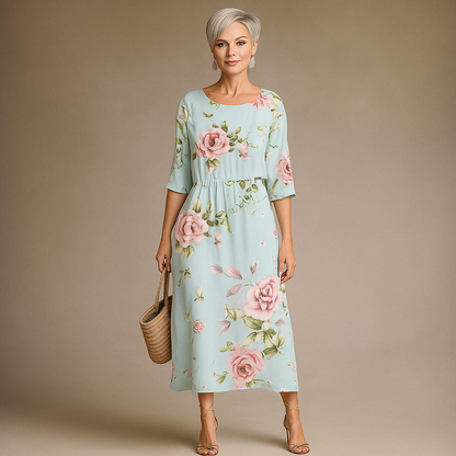 Elegantes Blumendruck Damenkleid Für Hochzeitsgäste - Bequeme Passform Für Festliche Anlässe