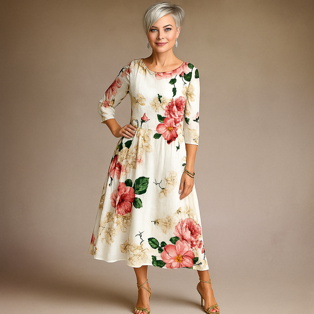 Elegantes Blumendruck Damenkleid Für Hochzeitsgäste - Bequeme Passform Für Festliche Anlässe