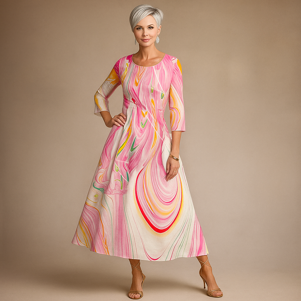 Elegantes Blumendruck Damenkleid Für Hochzeitsgäste - Bequeme Passform Für Festliche Anlässe