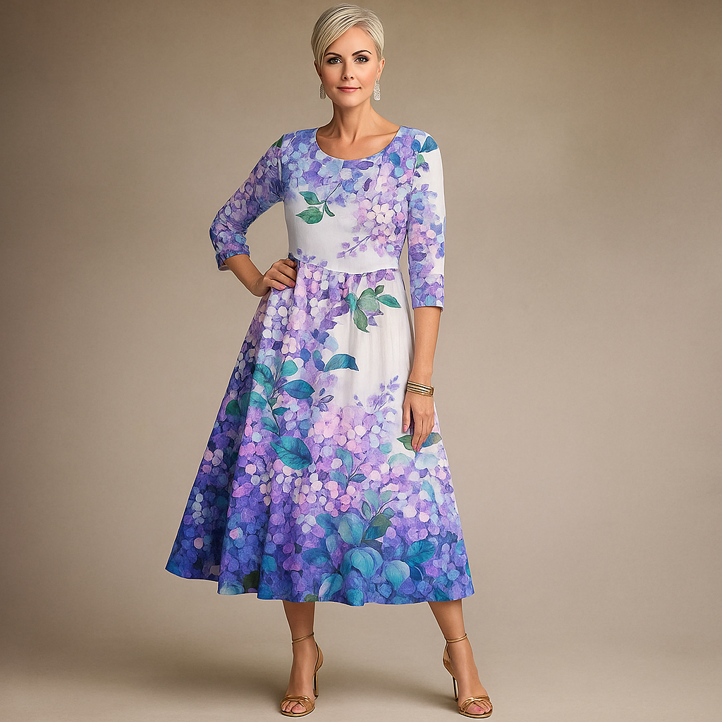 Elegantes Blumendruck Damenkleid Für Hochzeitsgäste - Bequeme Passform Für Festliche Anlässe