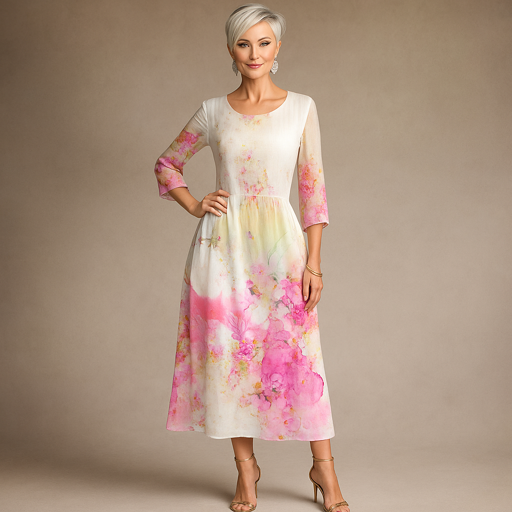 Elegantes Blumendruck Damenkleid Für Hochzeitsgäste - Bequeme Passform Für Festliche Anlässe