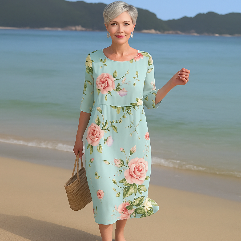 Elegantes Blumendruck Damenkleid Für Hochzeitsgäste - Bequeme Passform Für Festliche Anlässe