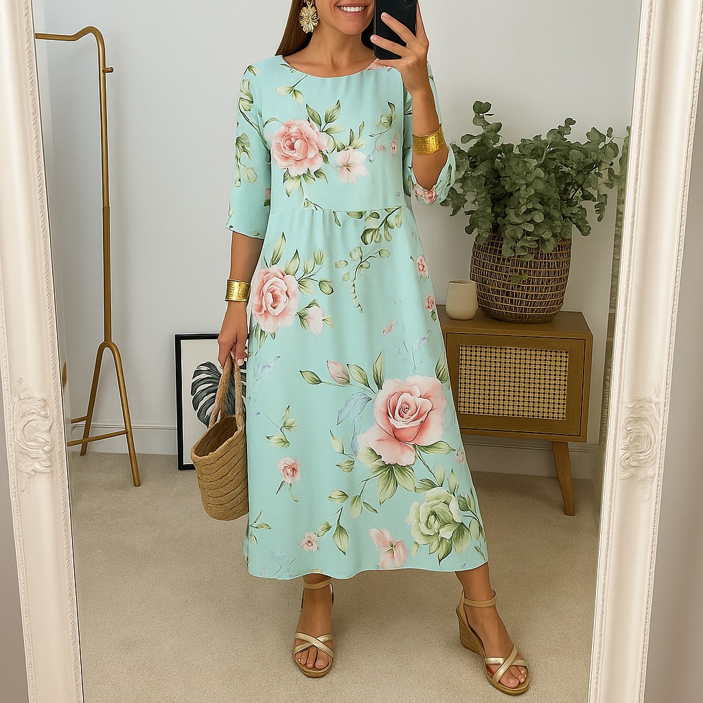 Elegantes Blumendruck Damenkleid Für Hochzeitsgäste - Bequeme Passform Für Festliche Anlässe