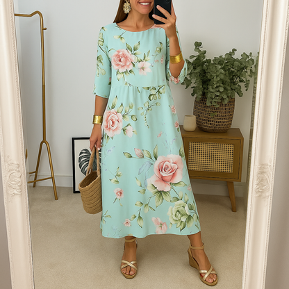 Elegantes Blumendruck Damenkleid Für Hochzeitsgäste - Bequeme Passform Für Festliche Anlässe