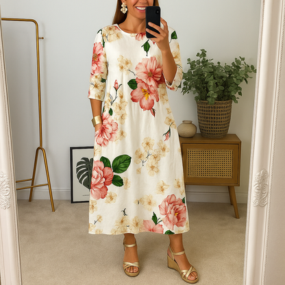 Elegantes Blumendruck Damenkleid Für Hochzeitsgäste - Bequeme Passform Für Festliche Anlässe