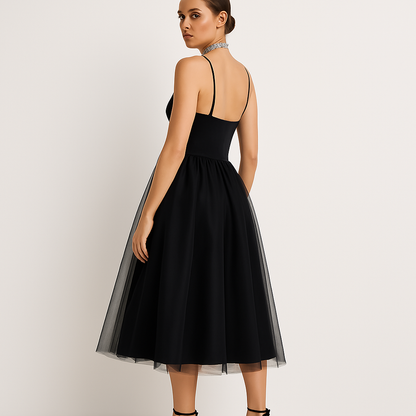 Mesh Spaghetti-Träger Herz-Ausschnitt Ballkleid für Heimkehrparty, Elegantes Abendkleid