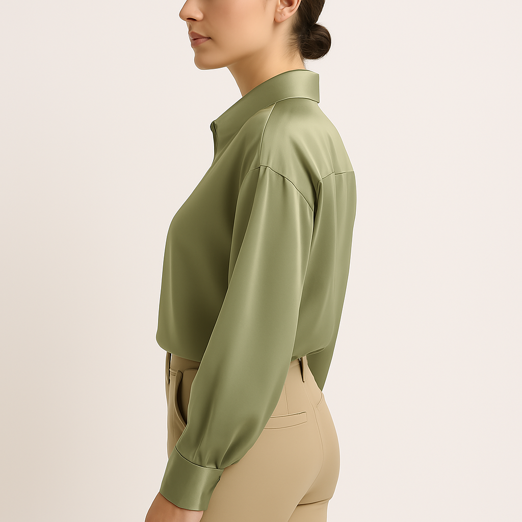 Elegante Langarmbluse Damen aus Satin - Stilvolle Langarm Blusen für Jeden Anlass-4