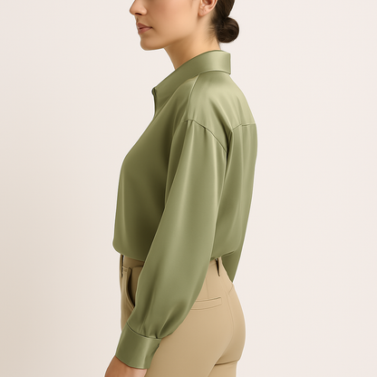 Elegante Langarmbluse Damen aus Satin - Stilvolle Langarm Blusen für Jeden Anlass-4
