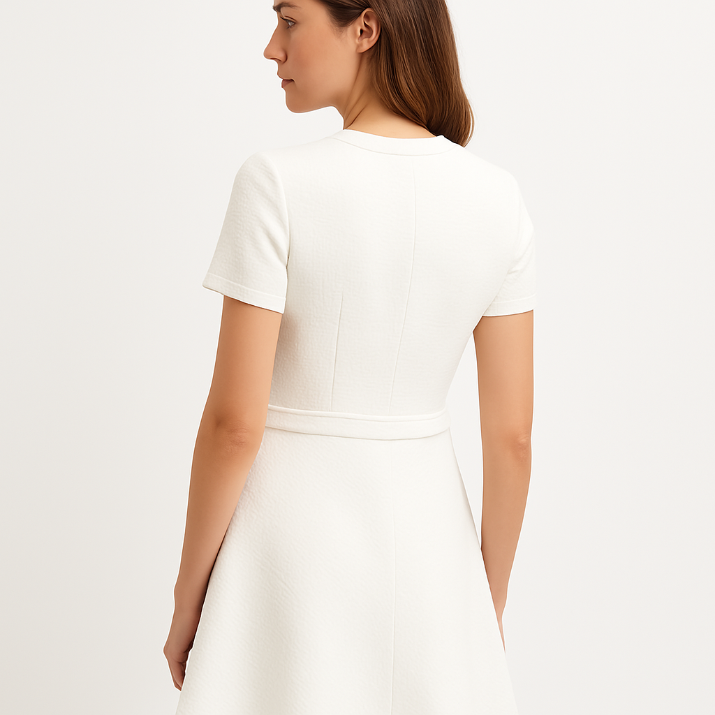 Damen Kurzes Elegantes Mode Sommerkleid - Chic O-Ausschnitt Mini Kleid für Jugendpartys