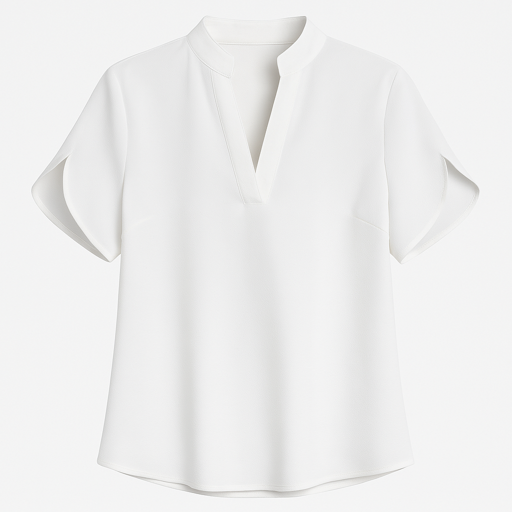 Damenbluse Mit V-Ausschnitt, Kurzärmlig, Lockere Passform - Stilvolle Blusen Für Sommergarderobe-3