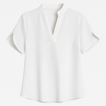 Damenbluse Mit V-Ausschnitt, Kurzärmlig, Lockere Passform - Stilvolle Blusen Für Sommergarderobe-3