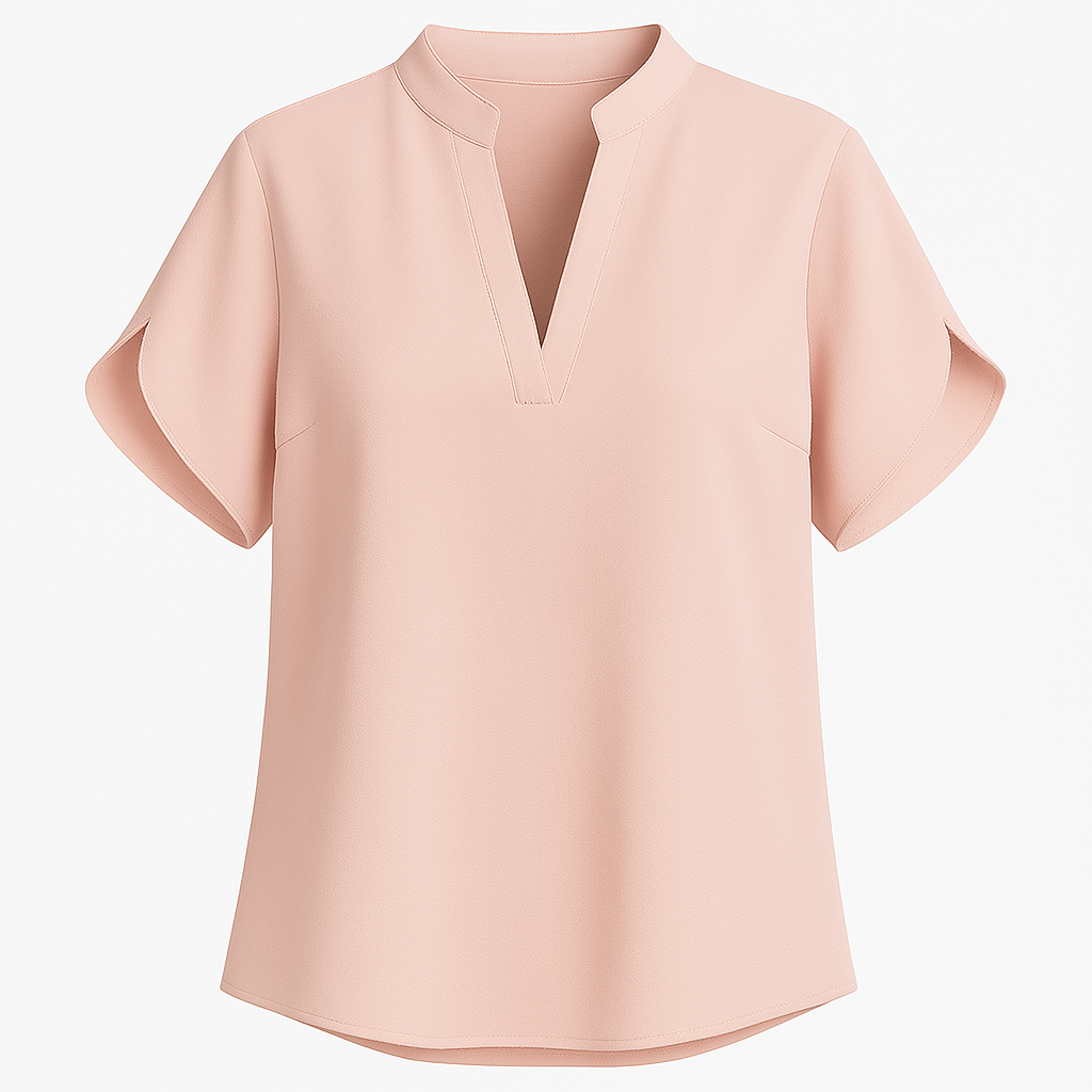 Damenbluse Mit V-Ausschnitt, Kurzärmlig, Lockere Passform - Stilvolle Blusen Für Sommergarderobe-4