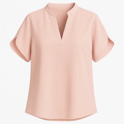 Damenbluse Mit V-Ausschnitt, Kurzärmlig, Lockere Passform - Stilvolle Blusen Für Sommergarderobe-4